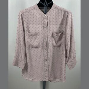 NEW Abercrombie & Fitch Shirt Womens Large brown button up sheer preppy classic